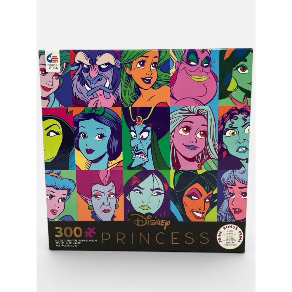 Ceaco Disney Puzzle 300 Pc Oversized Pieces Princess Snow White Villains Ariel